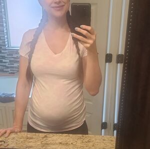 Isabel Maternity by Ingrid & Isabel Light Pink Tie-Dye V-Neck Tee